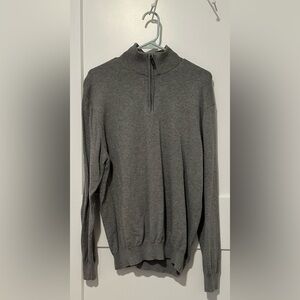 Jos. A. Bank Traveler 100% Pima Cotton Mock Neck Grey Zip-Up Sweater